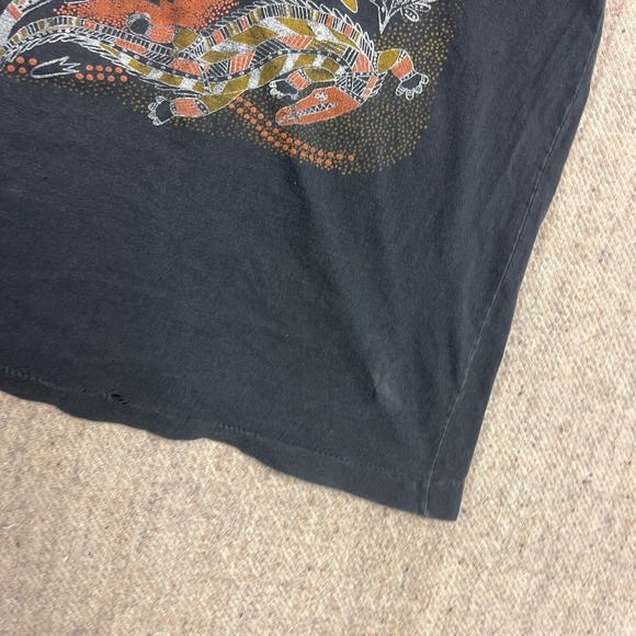 Vintage Aboriginal Rock Painting Shirt Mens Medium Black 1980s Australia - Picture 7 of 13